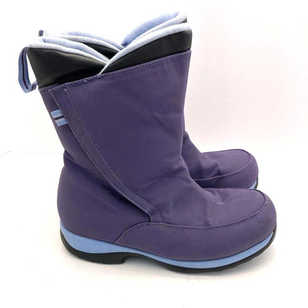 Lands' End Winter Boots Purple Hook & Loop Close Waterproof Snow Womens 7M